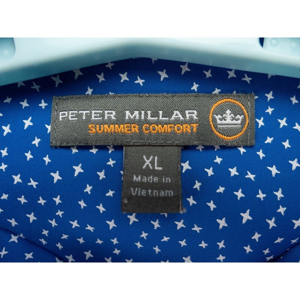 Peter Millar Shirt Mens XL Blue Star Pattern Summer Comfort Performance Golf - Picture 2 of 11